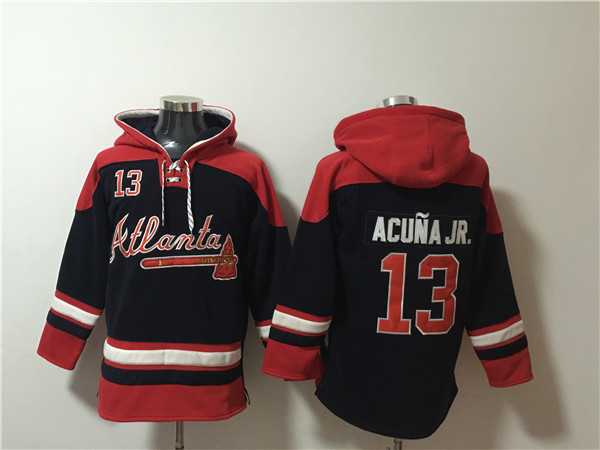 Atlanta Braves #13 Ronald Acuna JR. Navy Red Ageless Must-Have Lace-Up Pullover Hoodie,We sell and wholesale Atlanta Braves #13 Ronald Acuna JR. Navy Red Ageless Must-Have Lace-Up Pullover Hoodie on line form chian!